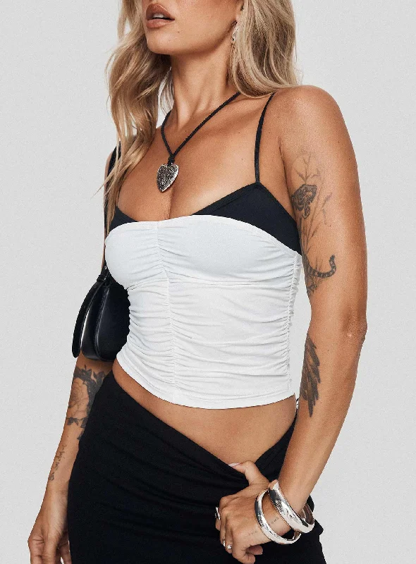 Zip-front vest – Vest with a front zipper closureZip-front vest – Vest with a front zipper closureVickee Top White / Black Zip-front vest – Vest with a front zipper closureZip-front vest – Vest with a front zipper closureVickee Top White / Black