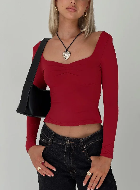 Cropped vest – Shortened length, typically above the waistCropped vest – Shortened length, typically above the waistRehna Long Sleeve Top Burgundy Cropped vest – Shortened length, typically above the waistCropped vest – Shortened length, typically above the waistRehna Long Sleeve Top Burgundy