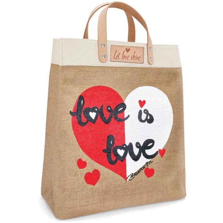 LOVE IS LOVE BURLAP TOTE