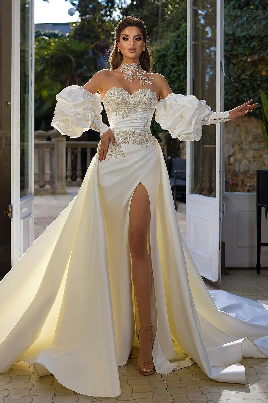Empire waist dress – Dress with a high waistline, just under the bust, for a flattering silhouette.Empire waist dress – Dress with a high waistline, just under the bust, for a flattering silhouette.Sheath Lace Appliques Satin Pleats Long Sleeves Wedding Dress QW0941 Empire waist dress – Dress with a high waistline, just under the bust, for a flattering silhouette.Empire waist dress – Dress with a high waistline, just under the bust, for a flattering silhouette.Sheath Lace Appliques Satin Pleats Long Sleeves Wedding Dress QW0941