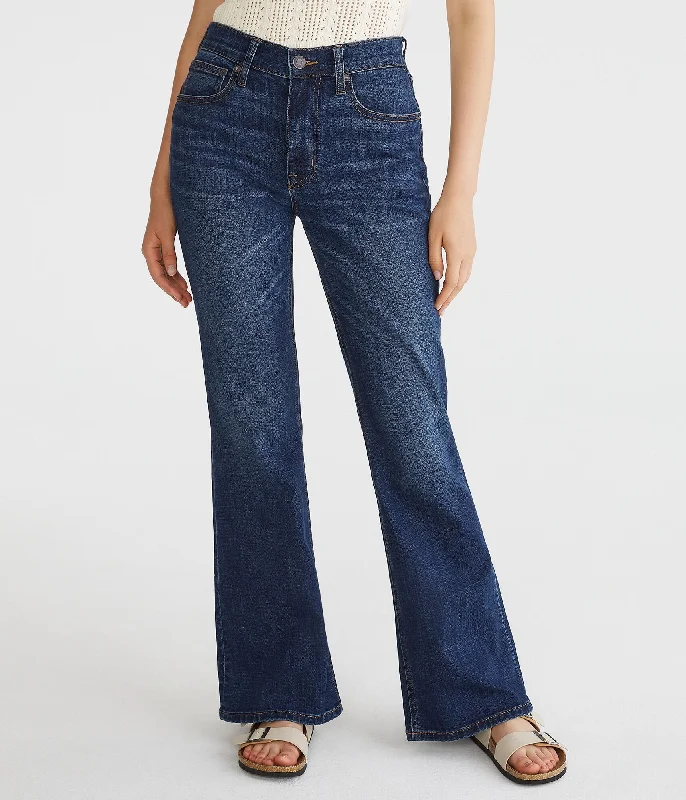 Denim trousers – Made from denim fabric, often resembling jeans but styled as more formal trousers.Denim trousers – Made from denim fabric, often resembling jeans but styled as more formal trousers.Aeropostale Flare High-Rise Jean