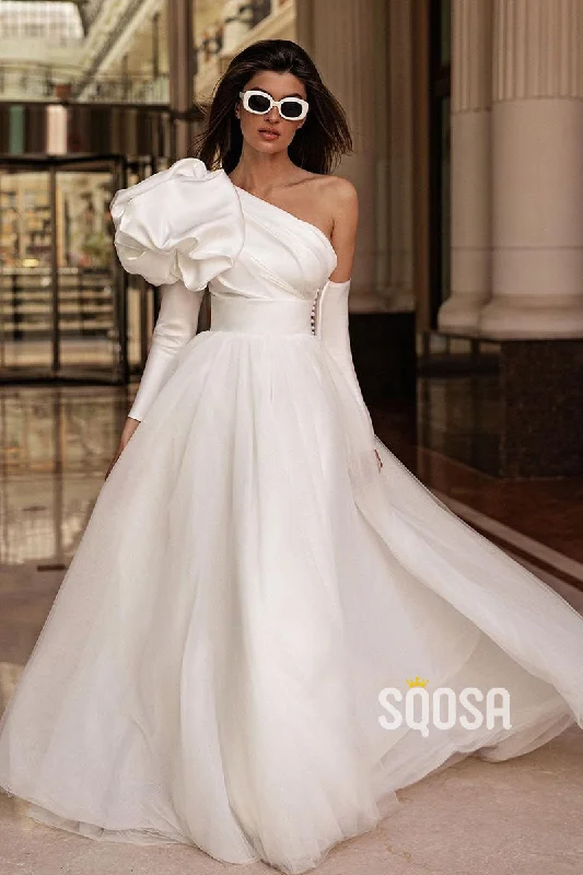 Tea-length dress – Dress that falls between the knee and ankle, perfect for more formal or vintage-inspired occasions.Tea-length dress – Dress that falls between the knee and ankle, perfect for more formal or vintage-inspired occasions.A Line One Shoulder Long Sleeves Satin Elegant Wedding Dress QW2404 Tea-length dress – Dress that falls between the knee and ankle, perfect for more formal or vintage-inspired occasions.Tea-length dress – Dress that falls between the knee and ankle, perfect for more formal or vintage-inspired occasions.A Line One Shoulder Long Sleeves Satin Elegant Wedding Dress QW2404