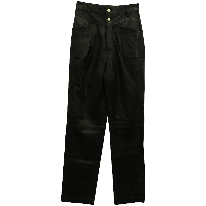 Stretch trousers – Trousers made with a small amount of spandex or elastane for added stretch and flexibility.Stretch trousers – Trousers made with a small amount of spandex or elastane for added stretch and flexibility.Iro Heim Pleated Straight Leg Pants in Black Leather Stretch trousers – Trousers made with a small amount of spandex or elastane for added stretch and flexibility.Stretch trousers – Trousers made with a small amount of spandex or elastane for added stretch and flexibility.Iro Heim Pleated Straight Leg Pants in Black Leather