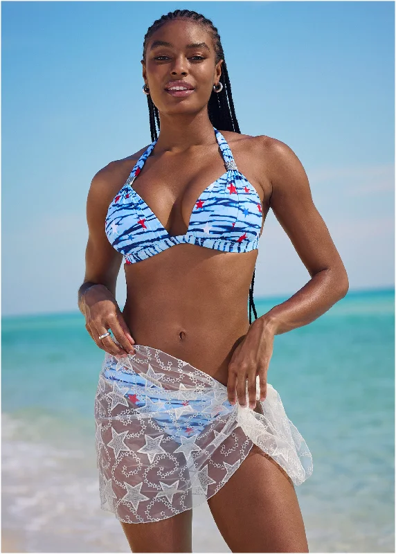 Asymmetrical skirt – Skirt with an uneven or diagonal hemline for a modern and unique appearance.Asymmetrical skirt – Skirt with an uneven or diagonal hemline for a modern and unique appearance.Wrap Mesh Cover-Up Skirt - Shining Sea