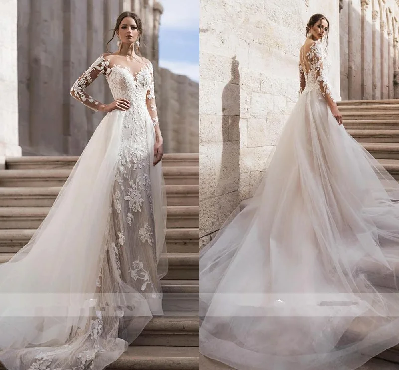 Tiered skirt – Skirt made from multiple layers or tiers of fabric, creating a ruffled or flowing appearance.Tiered skirt – Skirt made from multiple layers or tiers of fabric, creating a ruffled or flowing appearance.Roycebridal Cheap White Jumpsuits A Line Wedding Dresses Sweetheart Lace Satin With Overskirts Bridal Gowns Pants Dress Vestidos De Novia