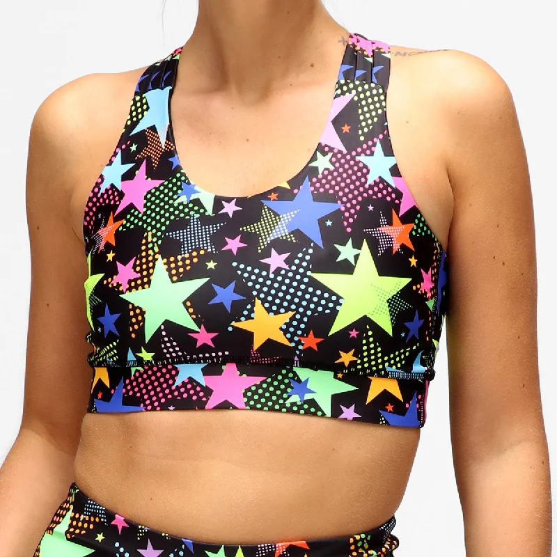 Yoga sports bra – Lightweight and comfortable sports bra designed specifically for yoga, offering gentle support.Yoga sports bra – Lightweight and comfortable sports bra designed specifically for yoga, offering gentle support.Scattered Stars Cross Back Bra